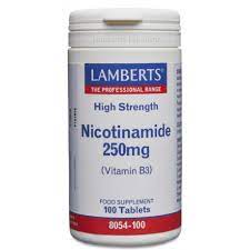 Nicotinamide 250 gr Niacina o Vit B3 100Tab. (Lamberts)