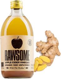 Vinagre de Cidra de Manzana Con Jengibre y Curcuma 500 ml. (Rawsome)