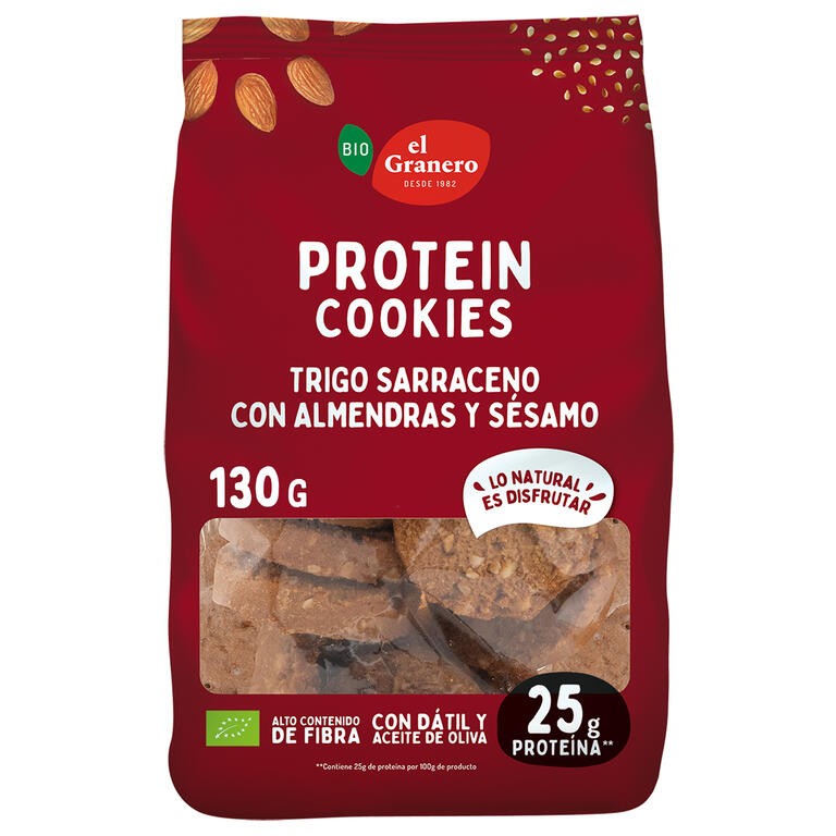 Cookies Protein Almendra y Sésamo 130 Grs. (El Granero)