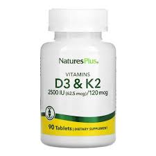 Vitamina D3 2500 UI y K2 120 mcg 90 Comp. (NaturesPlus)
