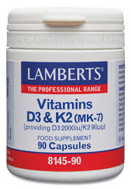 Vitamina D3 2000 Y K2 90 MK7 90 Caps. (Lamberts)