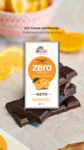 Chocolate Zero Negro 72 % Naranja con Stevia 100 Gr. (Sole)