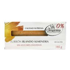 Turron Almendra Blando Sin Azucar Sin Gluten 200 Gr (La Campesina)