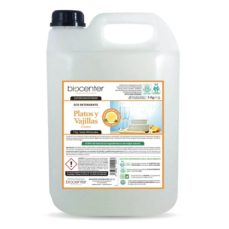 Lavavajillas A mano Citric Menta Y Eucalipto Eco 5 Ltr. (Biocenter) 