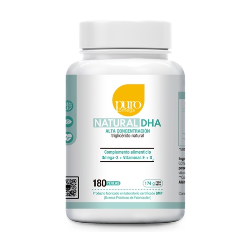 Natural DHA Alta Concent. 180 Caps. (Puro Omega)