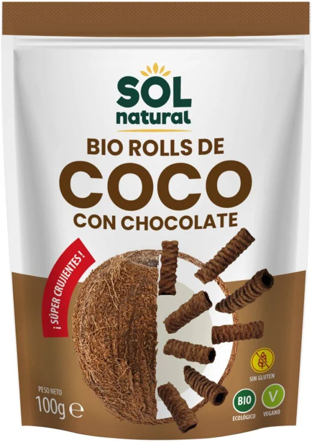 Rolls de Coco Y Choco Crujiente 100 gr (Sol Natural)