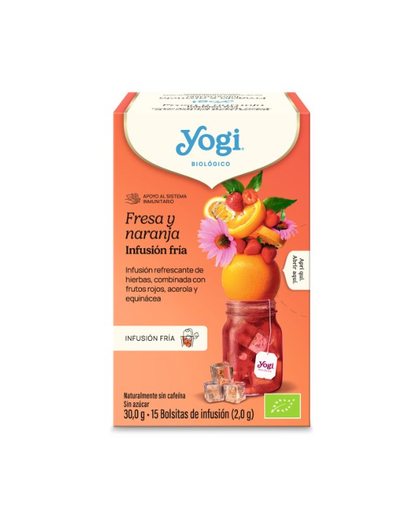 Yogi Infusión Fría Fresa y Naranja 15 bolsitas 
