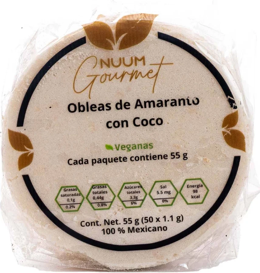 Obleas Amaranto Coco 50 Grs. (Nuum Gourmet)  