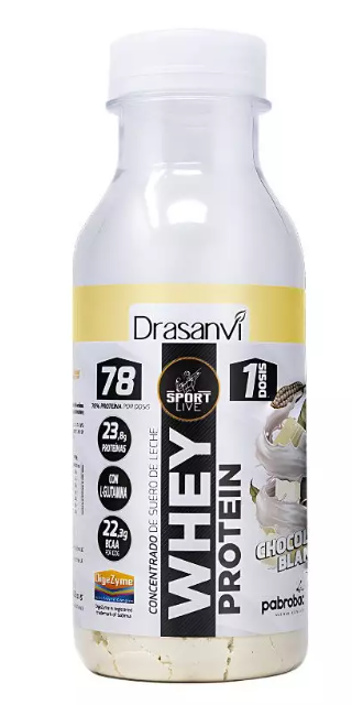 Whey Protein Botella Monodosis Chocolate Blanco 30 Gr (Drasanvi)