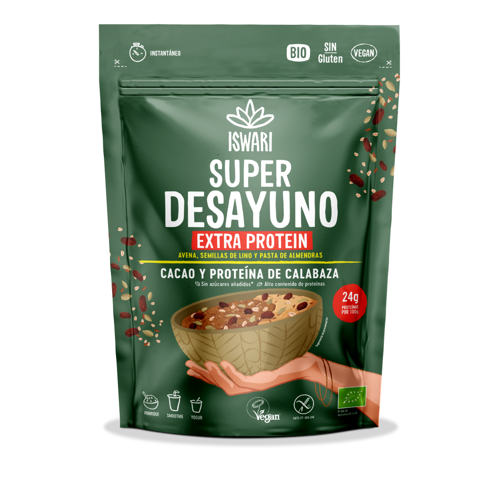 Super Desayuno Extra Protein Cacao y Calabaza 360 Grs. (Iswari)
