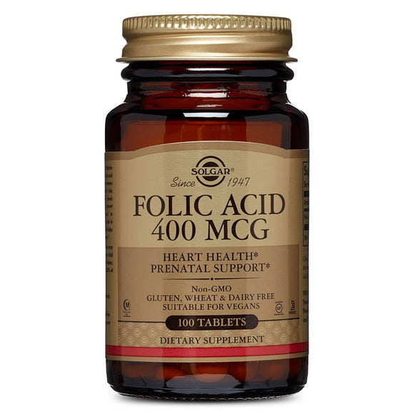 Folacin. Acido Folico 400 Mcg. 100 Comp.(Solgar)