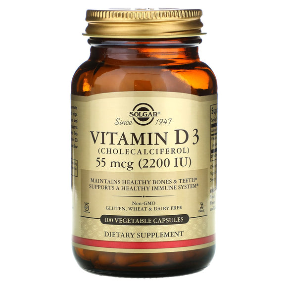 Vitamina D3 "Colecalciferol" 2200 IU 100 Caps. (Solgar)