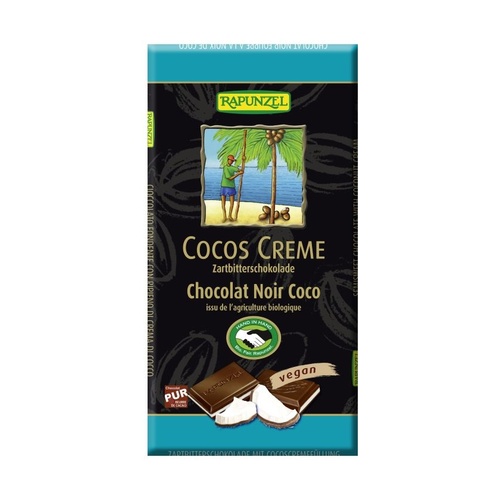 Chocolate Negro Con Crema De Coco Vegano Bio 100 G. (Rapunzel)