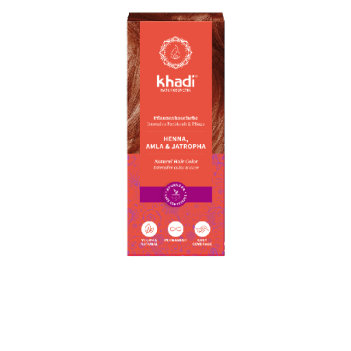 Henna Natural Con Amla / Jatropha Rojo 100Gr (Khadi)