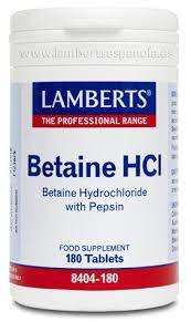 Betaina Hcl 324 Mg./ Pepsina Nf 5Mg. 180 Tab. (Lamberts)