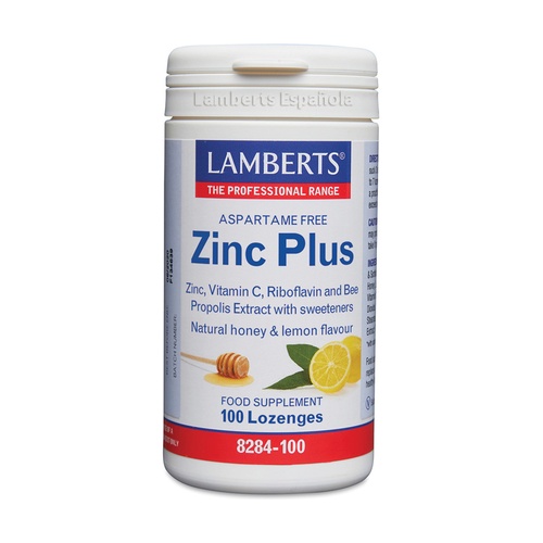Zinc Plus Sabor Limon 100 Pastillas Masticables. (Lamberts)
