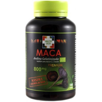 Maca Gelatinizada 800 Mg. 100 Caps. (Amazon Green)