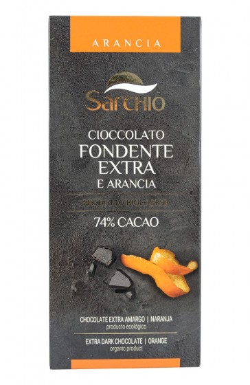 Tableta Chocolate Negro 74% Con Naranja Bio 80 Gr. S/Glu (Sarchio)