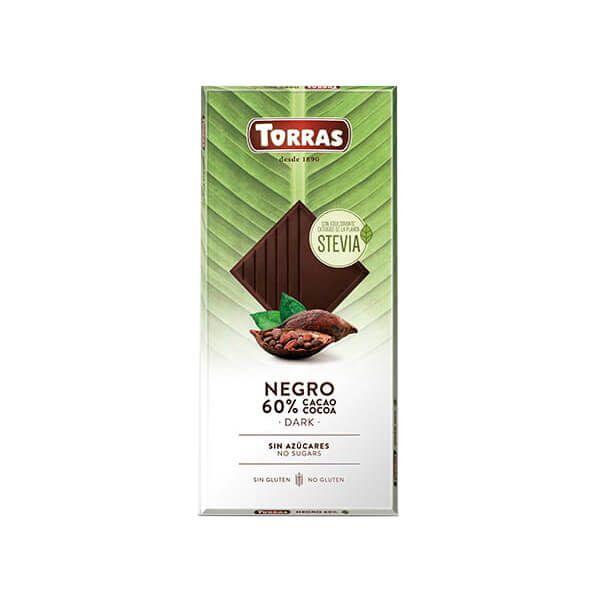 Chocolate Negro 60% C/Estevia 100 Grs. (Torras)