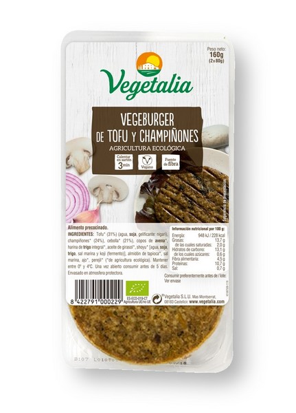 Vegeburguer *Hamburguesa* Champiñones Y Tofu Bio (Vegetalia)