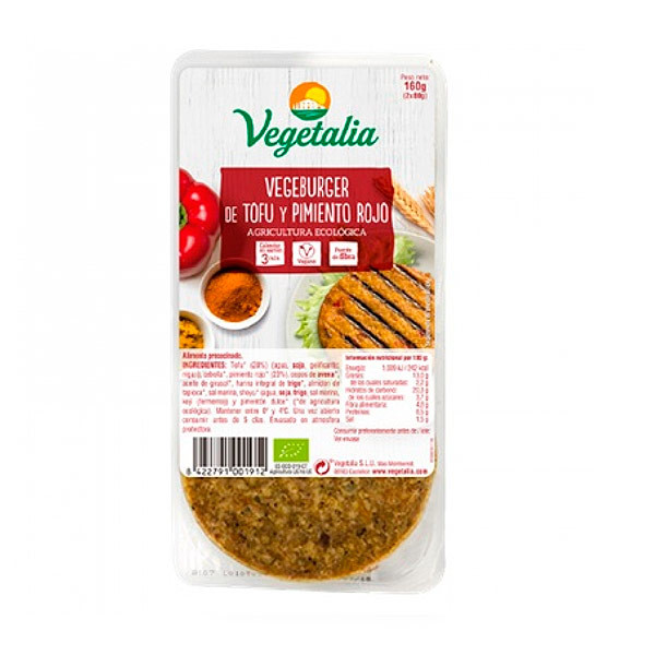 Vegeburguer *Hamburguesa* Tofu Pimiento Rojo Bio 160 Gr. (Vegetalia)