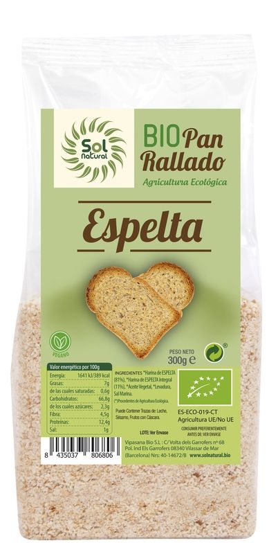 Pan Rallado De Espelta Bio 300Gr (Sol Natural)