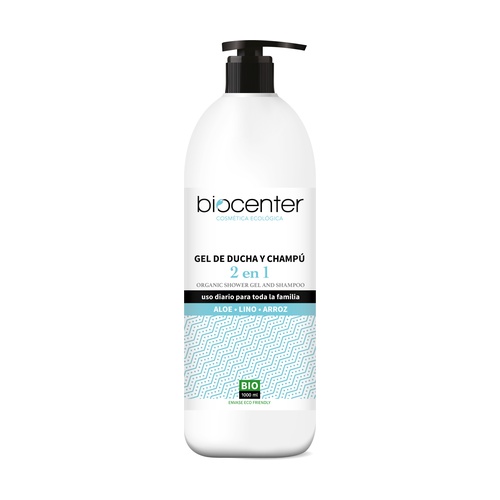 Gel Ducha Y Champu Para Toda La Familia *Aloe,Lino Y Arroz 1 Ltr. (Biocenter)