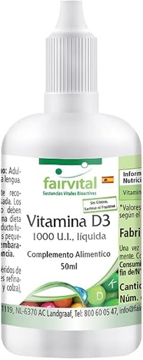[8718309445201] Vitamina D3 1000 I.E. Liquida 50 ml. (Fairvital)