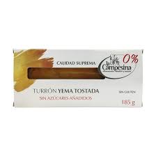 [8414652077730] Turron Yema Tostada Sin Azucar Sin Gluten 185 Gr (La Campesina)