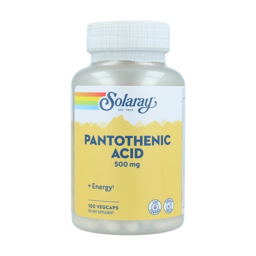 [076280043808] Vitamina B5 Acido Pantotenico 100 Caps. 500 mg. (Solaray)