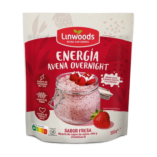 [5016887007273] Proteina Overnight Avena Sabor Fresa 300 Grs. (Linwoods) 