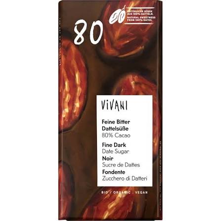 [4044889005455] Chocolate Negro 80% Con Datil 80 Gr. (Vivani)