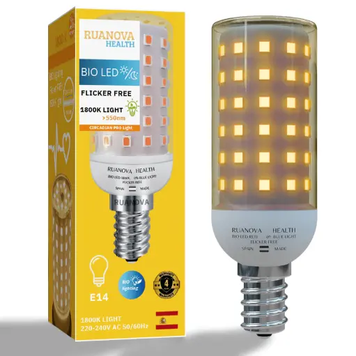 Bombilla Bio Led Luz Naranja 1800K E14 Fina (Ruanova)