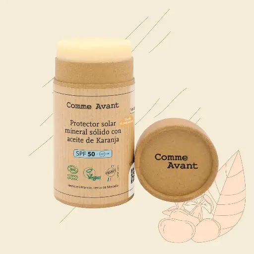 [3760349310556] Protector Solar Mineral Solido SPF 50 con Aceite de Moringa  Sin Perfume (Comme Avant)