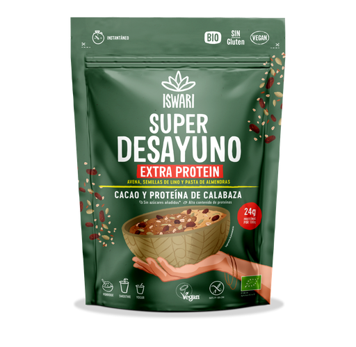 [5600872804321] Super Desayuno Extra Protein Cacao y Calabaza 360 Grs. (Iswari)