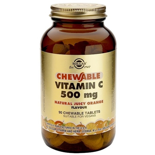 [033984004078] Vitamina C 500Mg Sabor Naranja. 90 Comp. (Solgar)
