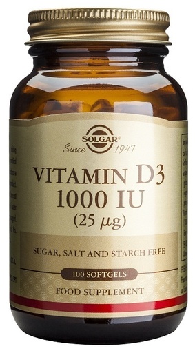[033984033405] Vitamina D3 1000 25 Mcg 100 Caps Blandas. (Solgar)