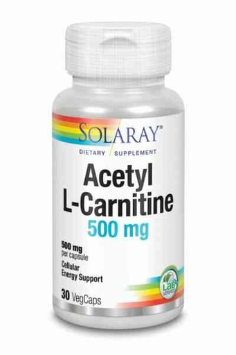 [076280130645] Acetyl L-Carnitina 30 Cáps. 500 Mg. (Solaray)