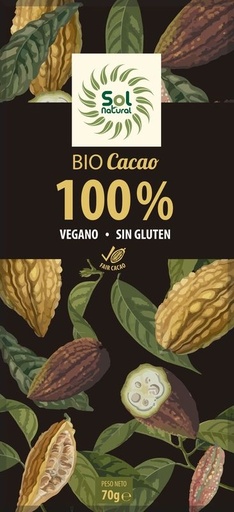 [8435037802037] Chocolate Negro 100% Vegano 70 Grs. (Sol Natural)