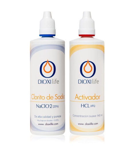 [8436567060225] Kit Potabilizador Clorito Sodio Y Activador *Mms* 140 ml (Dioxilife)