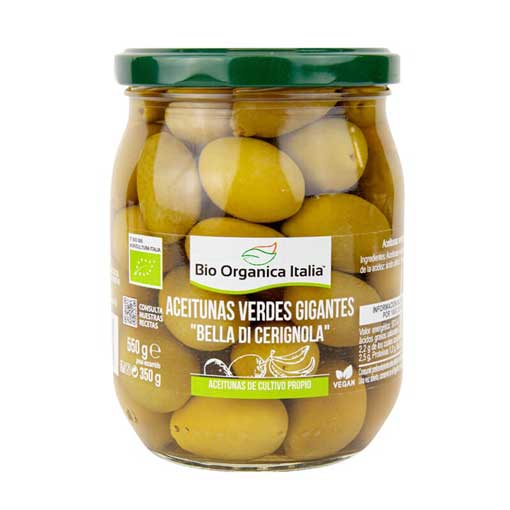 [8029689003784] Aceitunas Verdes Gigantes Bio 550 Grs. (Bio Organica Italia)